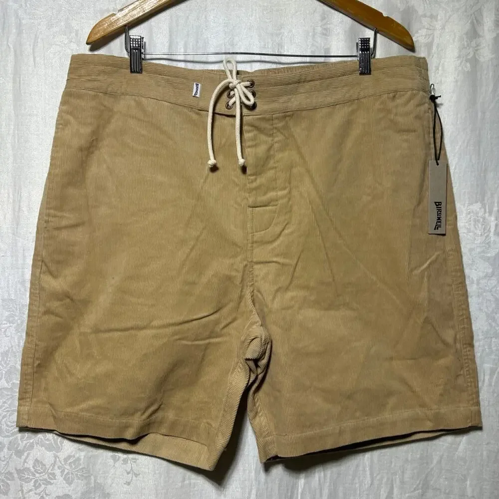 Birdwell Beach Britches Corduroy Shorts XXL Tan NEW Lace Up Drawstring Pockets